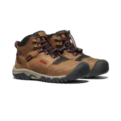 Bottes*KEEN Ridge Flex Waterproof Boot Pour Jeunes  |  Bison/Red Carpet Bison/RedCarpet